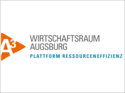 Logo: von A hoch 3 mit Text 'Wirtschaftsraum Augsburg, Plattform Ressouceneffizienz.'